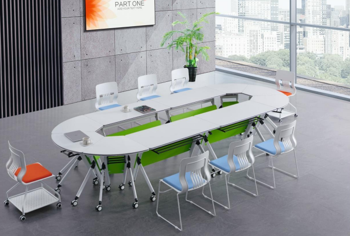 Modular Round Flip-Top Training Table System